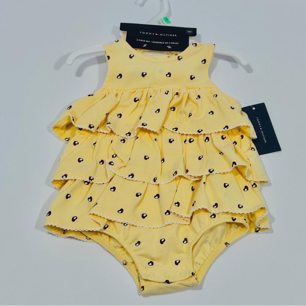 Tommy Hilfiger Baby Girls Dress w/Matching Headband, Yellow Size 18 Months NWT